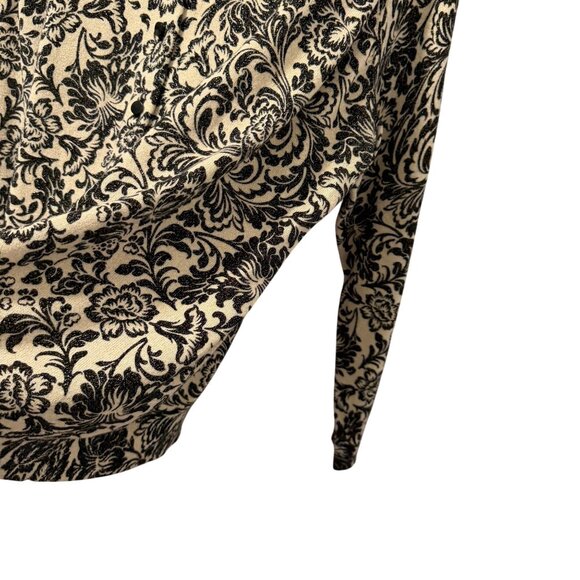 Talbots Womens Floral Print V-Neck Long Sleeve Sweater Sz 3X Black Cream - Picture 7 of 12